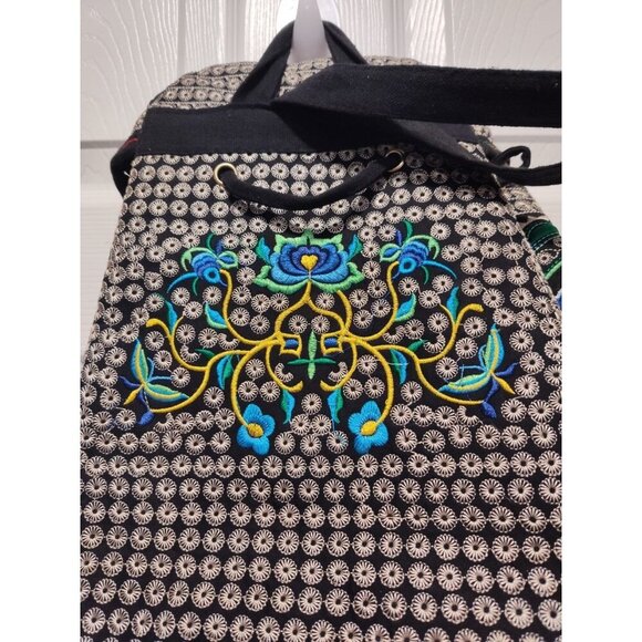 Backpack embroidered floral bag. Without straps 14”‎ tall 10” wide main image 4